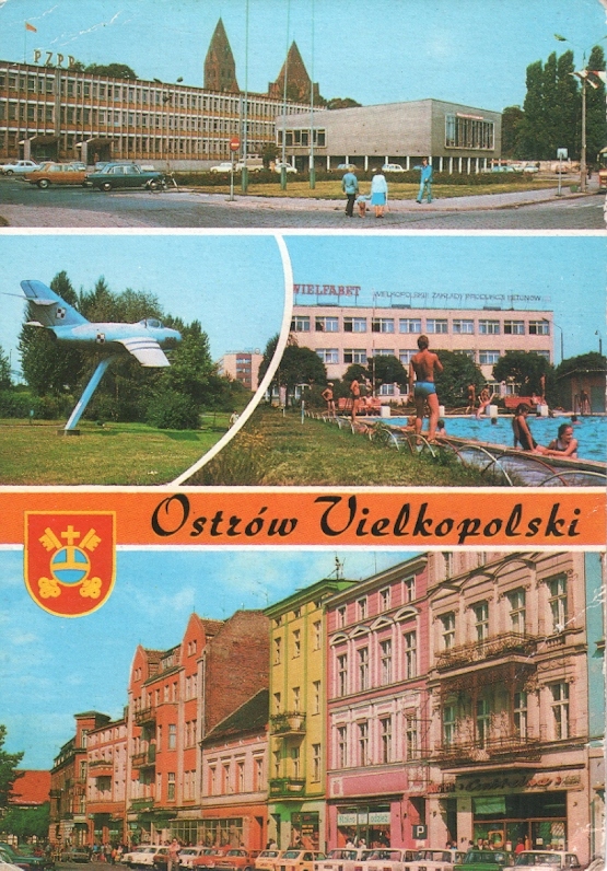 OSTRÓW WIELKOPOLSKI - RYNEK + SAMOLOT - 1980R