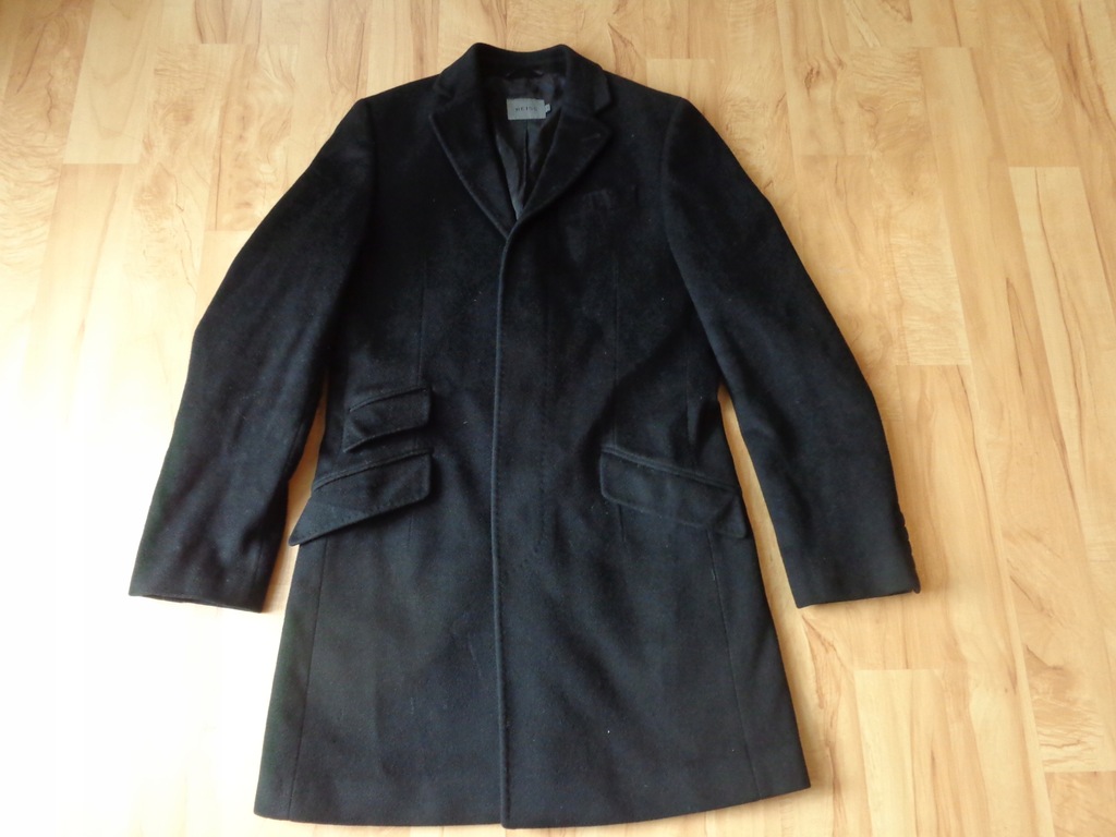 Czarny płaszcz REISS wełna88% kaszmir12% rozmiar S