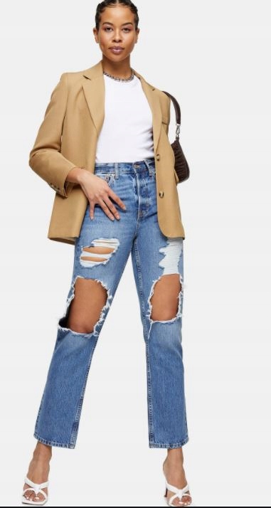 TOPSHOP SPODNIE JEANSY Z DZIURAMI DŁUGIE 26/32 DZA