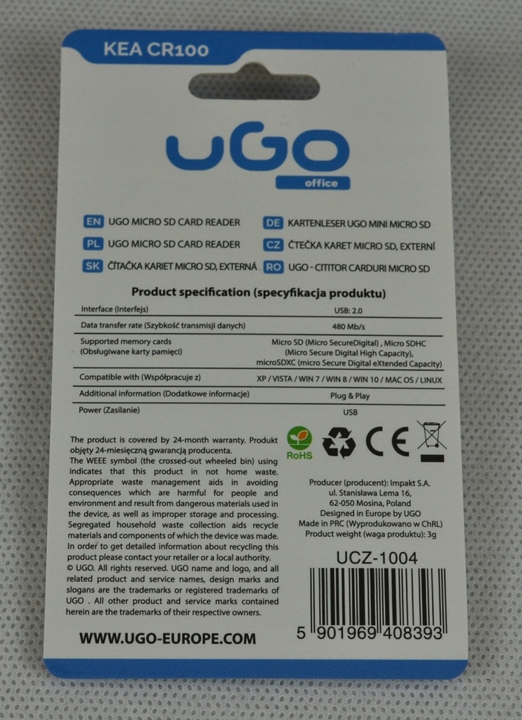 Купить МИНИ USB КАРТРИДЕР UGO KEA CR100 MICRO SD 480 M: отзывы, фото, характеристики в интерне-магазине Aredi.ru