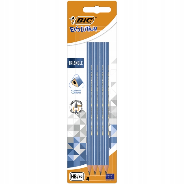 OŁÓWEK TRÓJKĄTNY BEZ GUMKI EVOLUTION TRIANGLE BIC BLISTER 4SZT