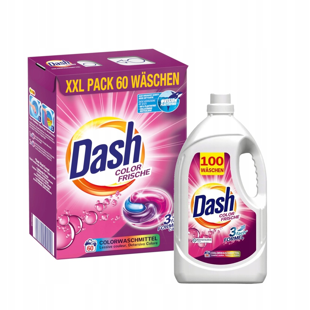 DASH Żel 5l + Kapsułki 60 szt do prania koloru