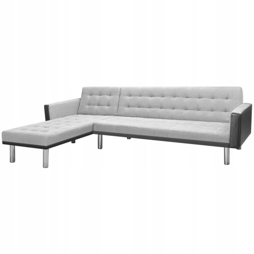 Sofa narożna z tkaniny, 218x155x69 cm szaro-czarn
