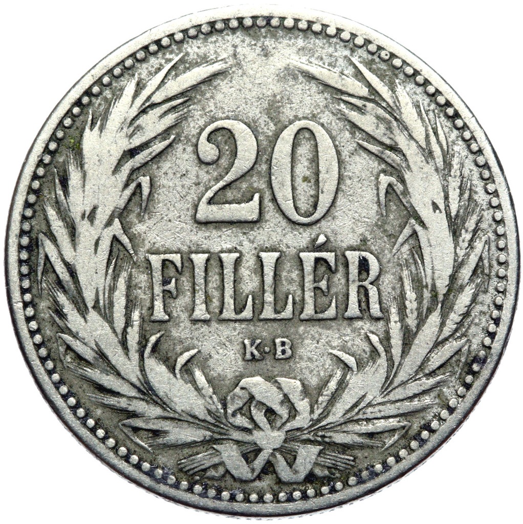 + Węgry - Franciszek Józef I - 20 Filler 1892 KB - RZADSZA - STAN !