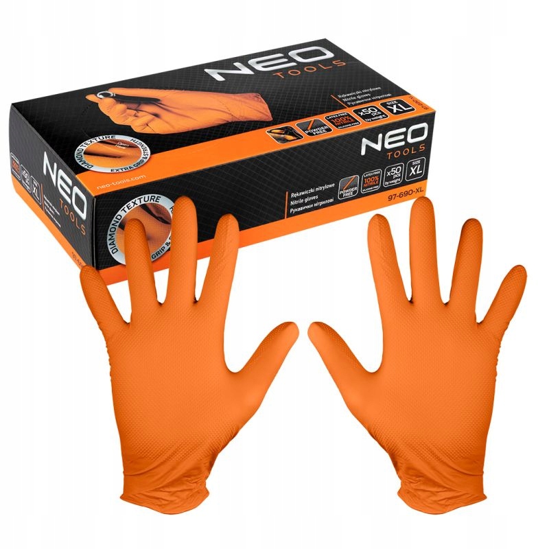 NEO Rękawiczki nitrylowe pomarańczowe 97-690-XL