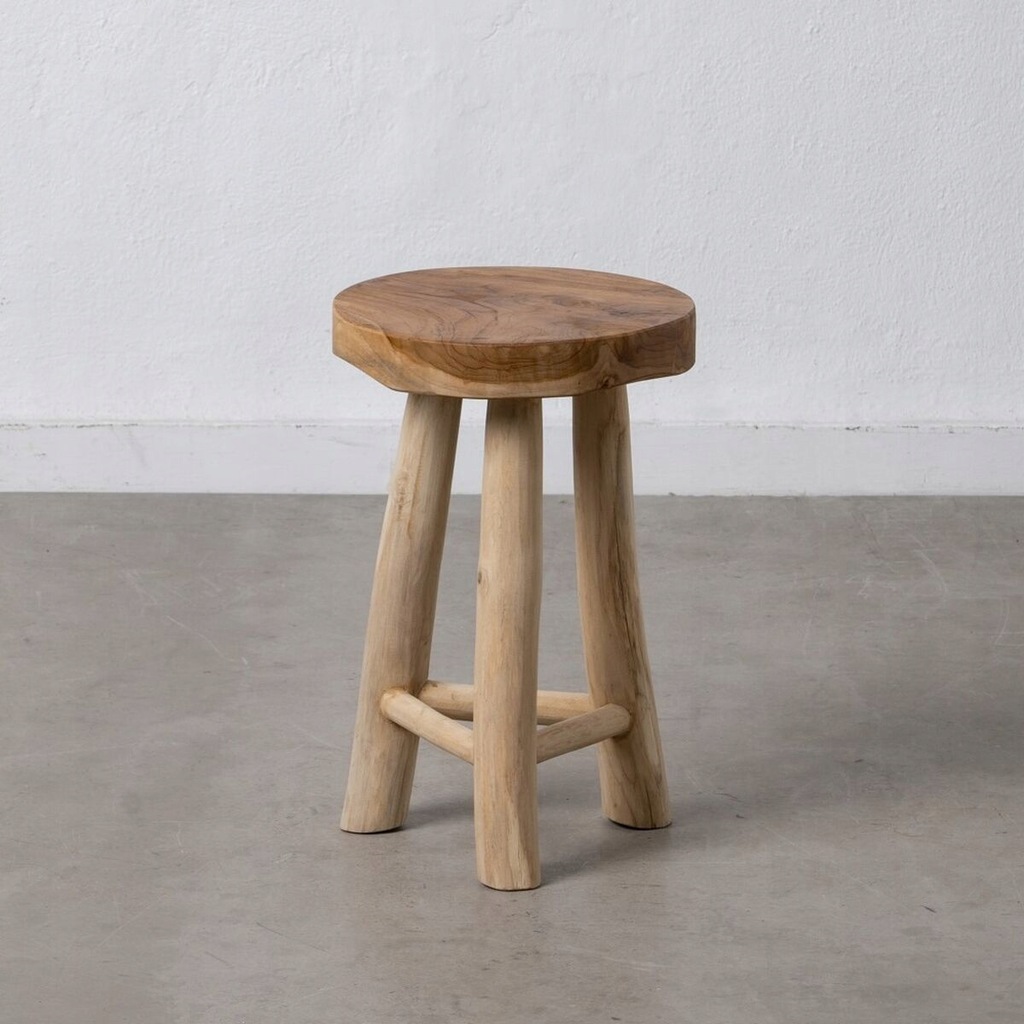 Taboret AKAR Naturalny drewno tekowe 30 x 30 x 45