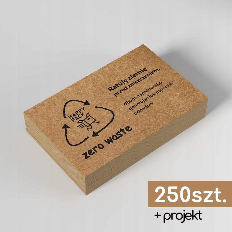 250szt. + PROJEKT eko Wizytówki brązowe KRAFT