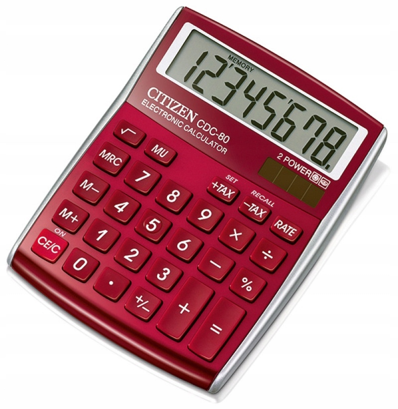 Kalkulator biurowy 8-cyfrowy czerwony duży
