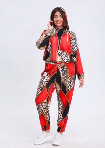 SHEIN PLUS KOMPLET DAMSKI DRESOWY WE WZÓR WIELOKOLOROWY 4XL 240