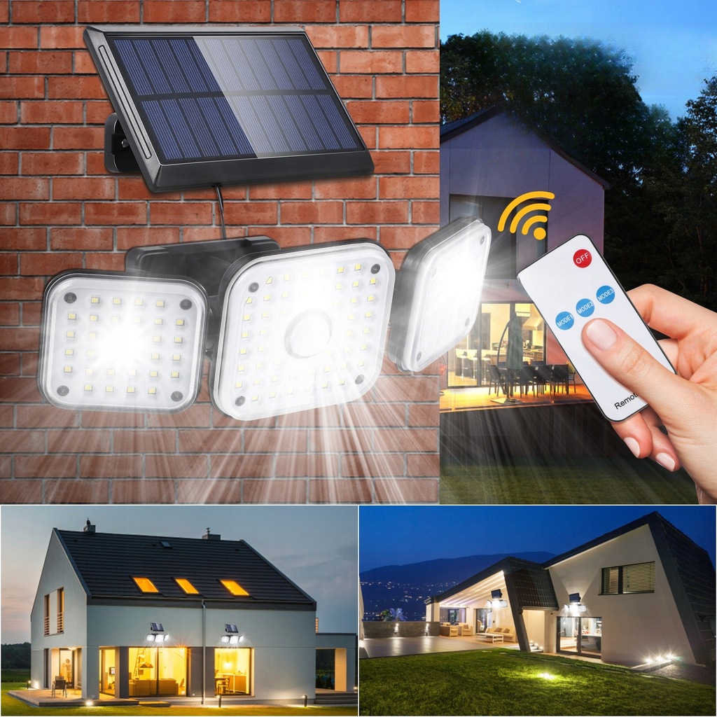SOLAR LAMPKA LED 112 Z CZUJNIKIEM RUCHU DO OGRODU PŁOTU ŚCIANY