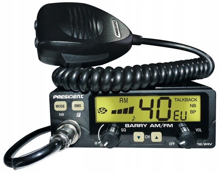 CB RADIO PRESIDENT BARRY ASC 12V/24V AM/FM + WTYK