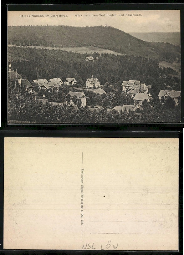 Świeradów Zdrój Bad Flinsberg Blick nach dem Waldfrieden und Hasenstein