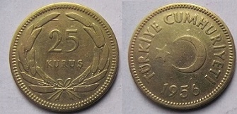 Turcja 25 kurus 1956