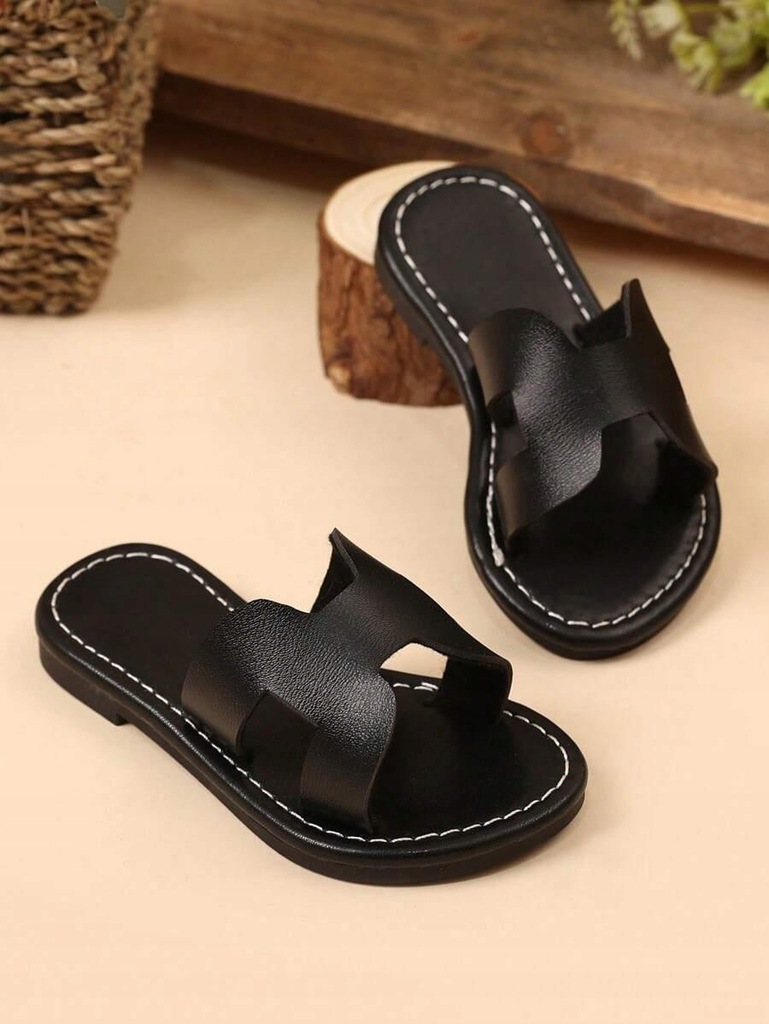 SHEIN CZARNE KLAPKI CASUAL 5SC LT7__22