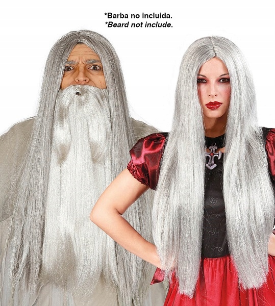 Peruka długie włosy siwe halloween party akcesoria