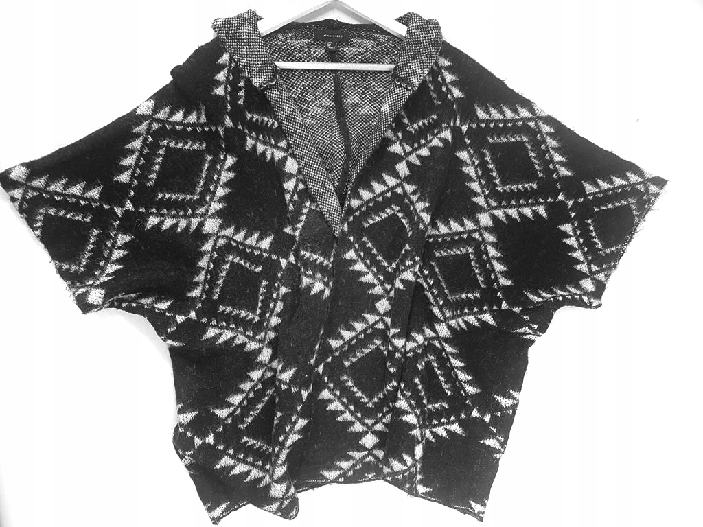 6249 MONOCHROMATYCZNY SWETER PONCZO BOHO 36 S