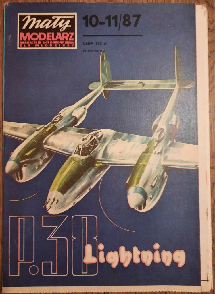 MAŁY MODELARZ SAMOLOT P 38 LIGHTNING 10-11/87