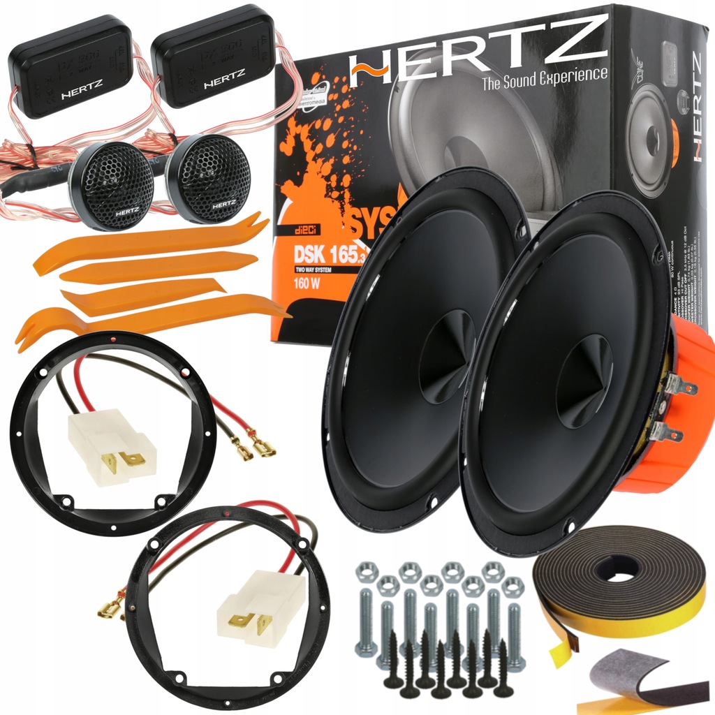 HERTZ DSK165 GŁOŚNIKI FORD FIESTA DRZWI PRZÓD DYSTANSE + MATA ORYGINALNE
