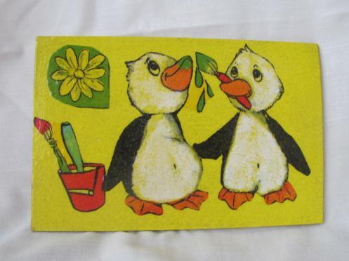 Obrazek z pingwinkami - hand made- pomoc Natalce