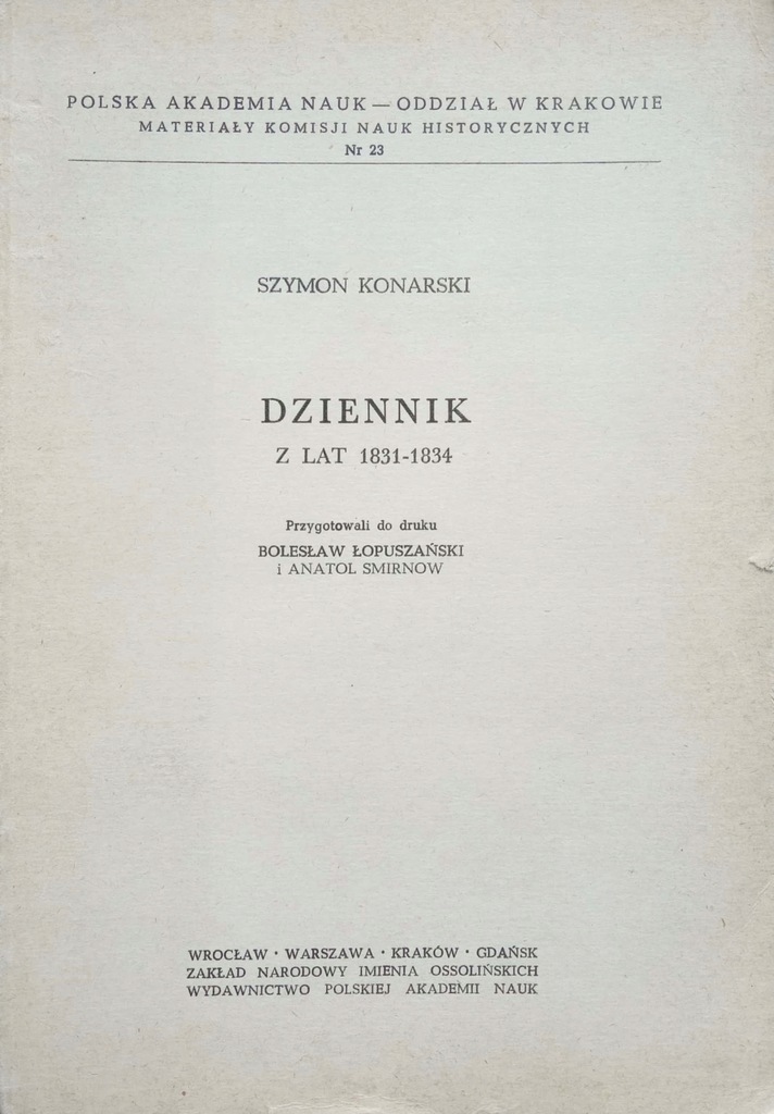 Szymon Konarski, Dziennik z lat 18311834 12675230298 oficjalne