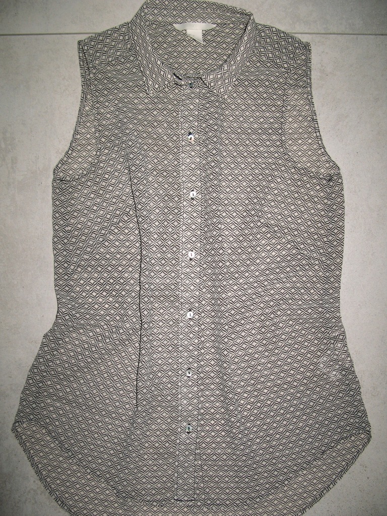 H&M czarna bluzka damska we wzory mgiełka r.34