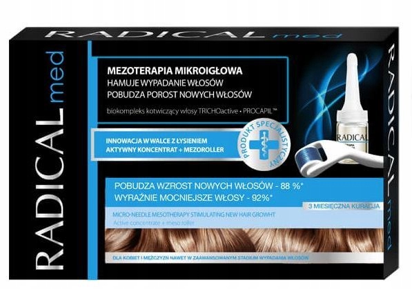 RADICAL mezoterapia mikroigłowa, 12 amp.+roller