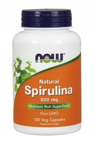 NOW FOODS NATURALNA SPIRULINA 500mg 120 vege caps KRÓTKI TERMIN