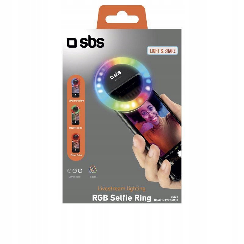 Lampa pierścieniowa LED do telefonu SBS multicolor