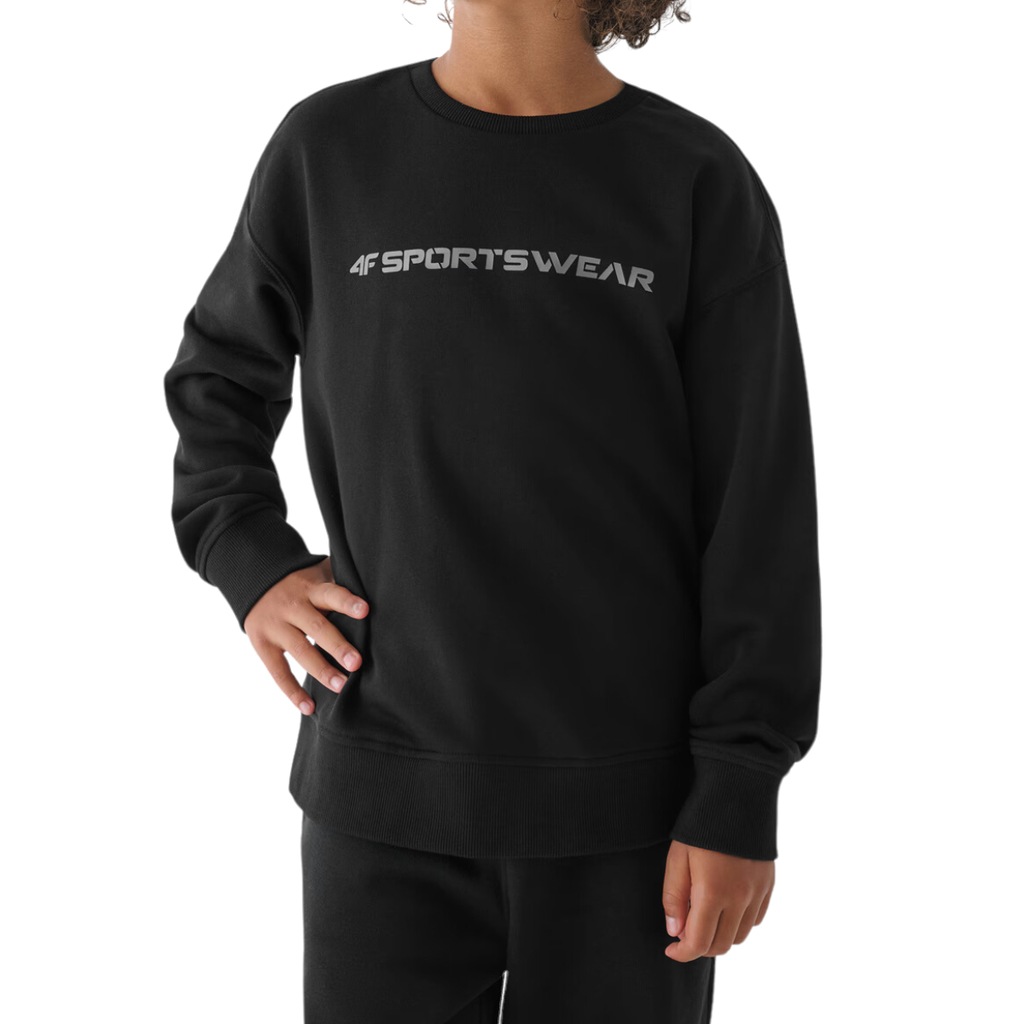 Bluza 4F Chłopięca Dziecięca Wkładana Ocieplana Czarna Bawełniana r. 158 cm