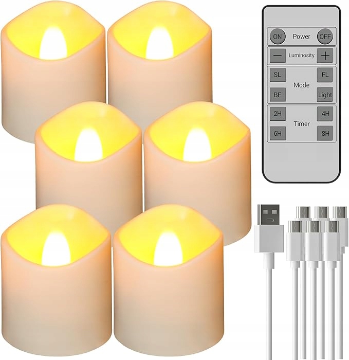 PODGRZEWACZE LED DO PONOWNEGO ŁADOWANIA + PILOT KABEL DO ŁADOWANIA 6 SZT