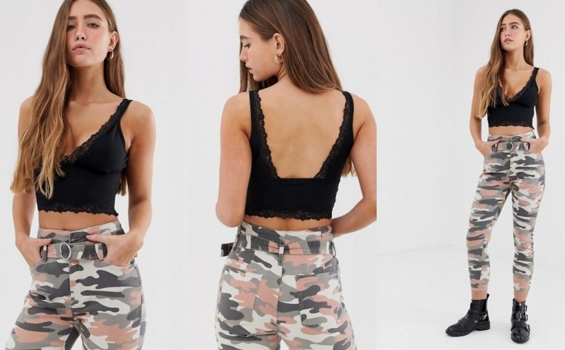 P3C147 BERSHKA__NT6 CROP TOP KORONKA__XS