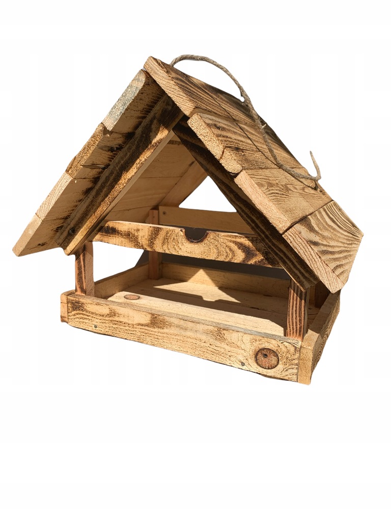 KARMNIK DLA PTAKÓW z drewna sosnowego OPALANY