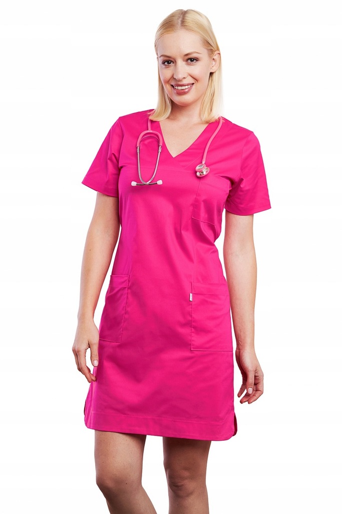 Sukienka medyczno-kosmetyczna Flora Prima - kolor fuksja 3XL