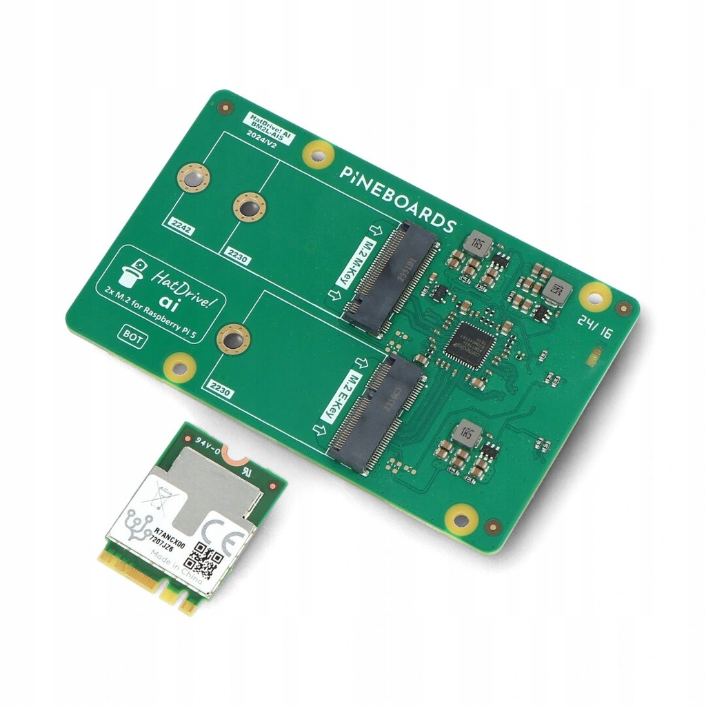 Pinebaords HatDrive! AI - adapter NVMe 2230,2242 z Coral Edge TPU