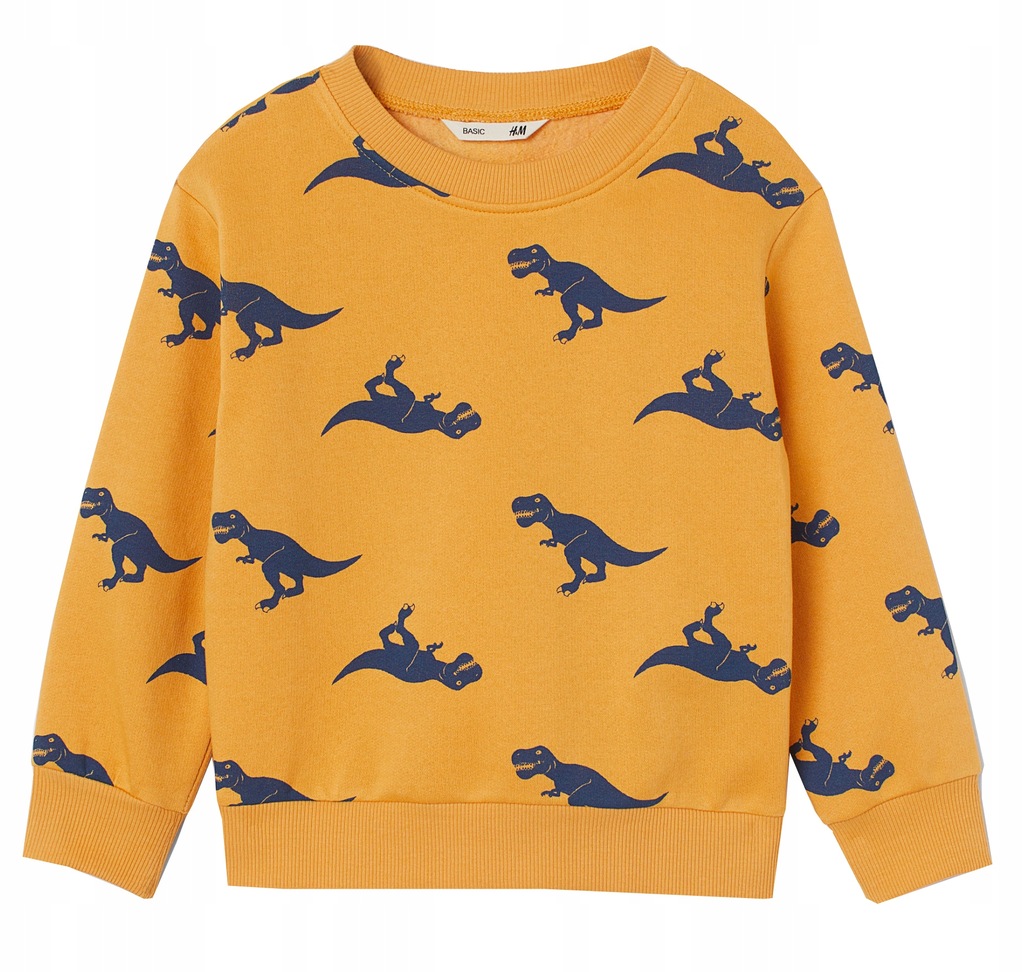 H&M NOWA BLUZA DRESOWA ŻÓŁTA DINOZAURY 134/140