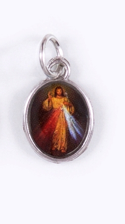 Jezus Miłosierny kolorowy medalik dwustronny 1cm