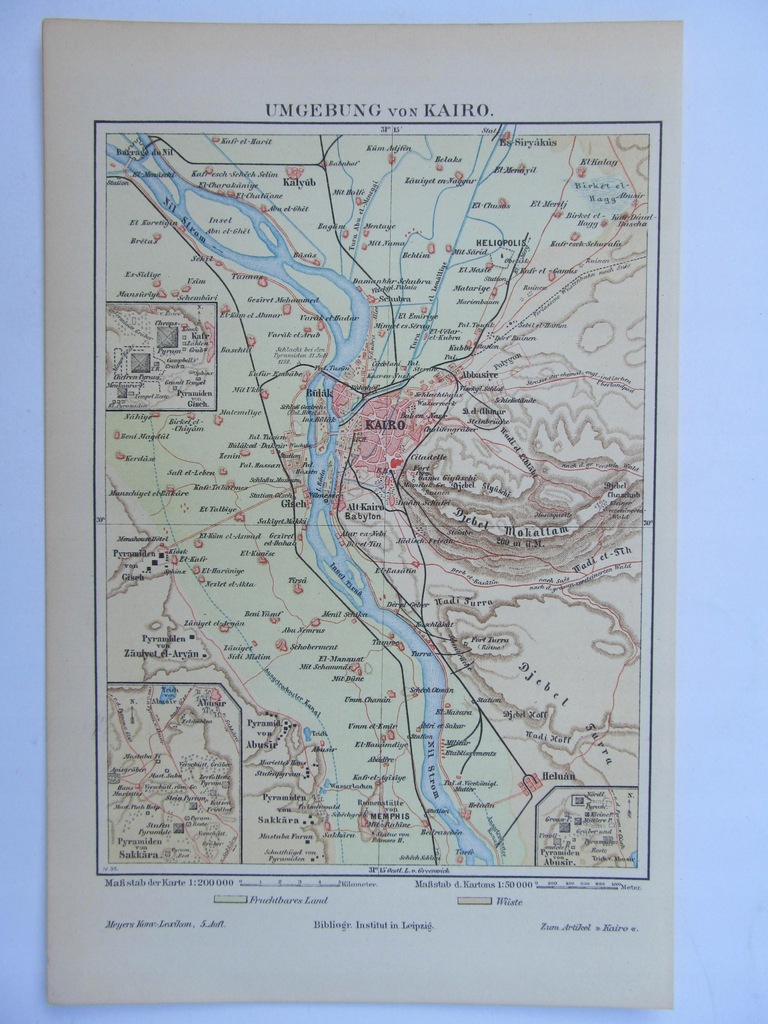 EGIPT KAIR OKOLICE AFRYKA mapa 1897 r.