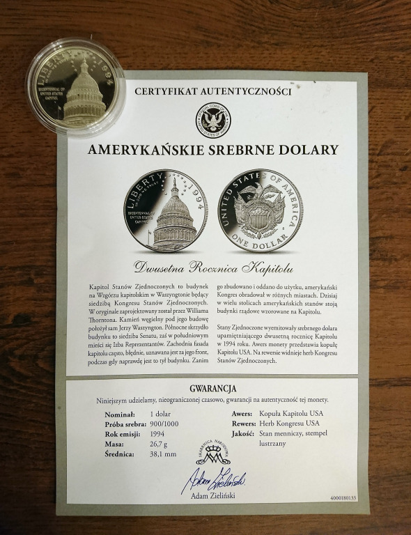 1 Dolar USA, 1994 r, srebro