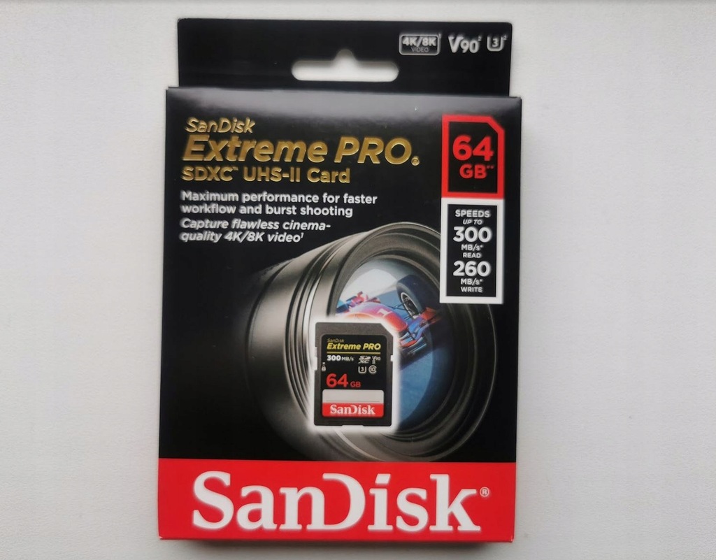 Karta SD SanDisk Extreme PRO 64 GB V90 U3 4K SDXC 12669809238 oficjalne archiwum Allegro