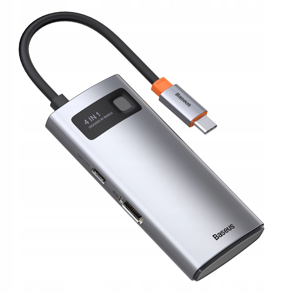 Hub 4w1 Baseus Metal Gleam Series, USB-C do USB