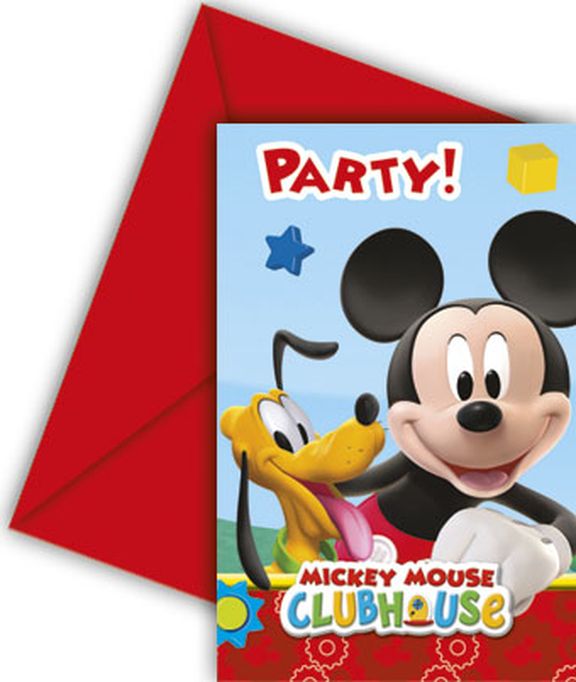 Zaproszenia na Urodziny Party Myszka Mickey 6 szt.