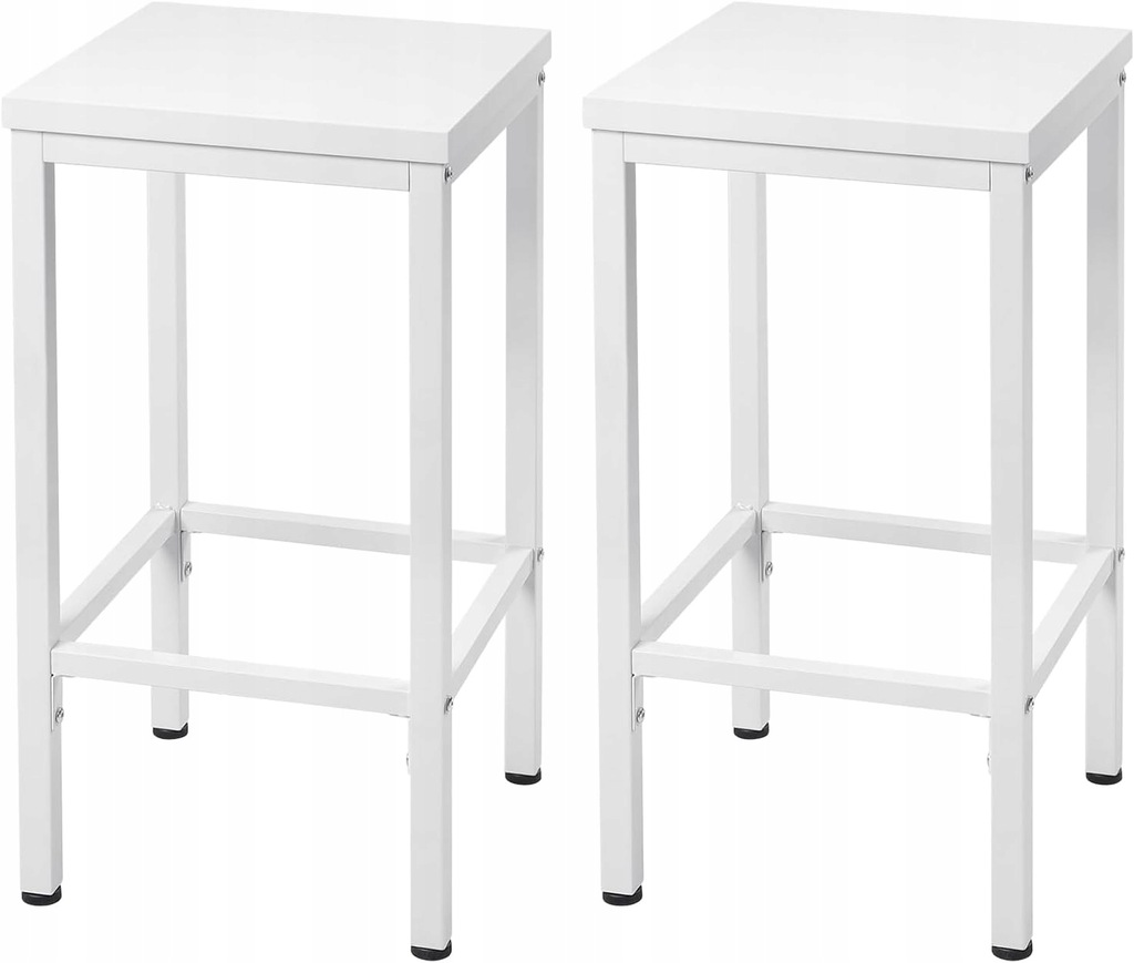Zestaw 2 Krzeseł Barowych Metalowe Nogi Białe