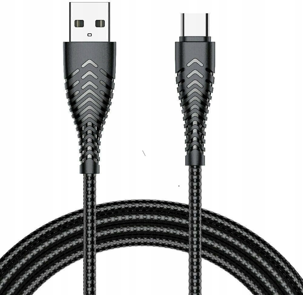 Kabel USB C VEGER USB A do typ C PD 2,4A 2.0 V104 1,2 m czarny oplot 120 cm