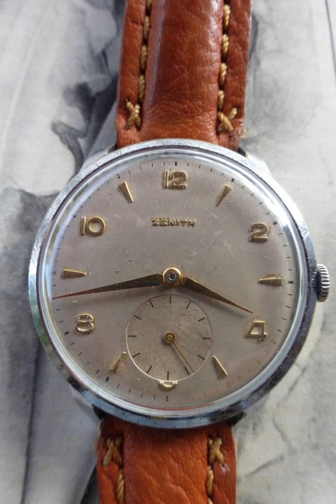 kolekcjonerski zegarek ZENITH lata 50, duży 37 mm