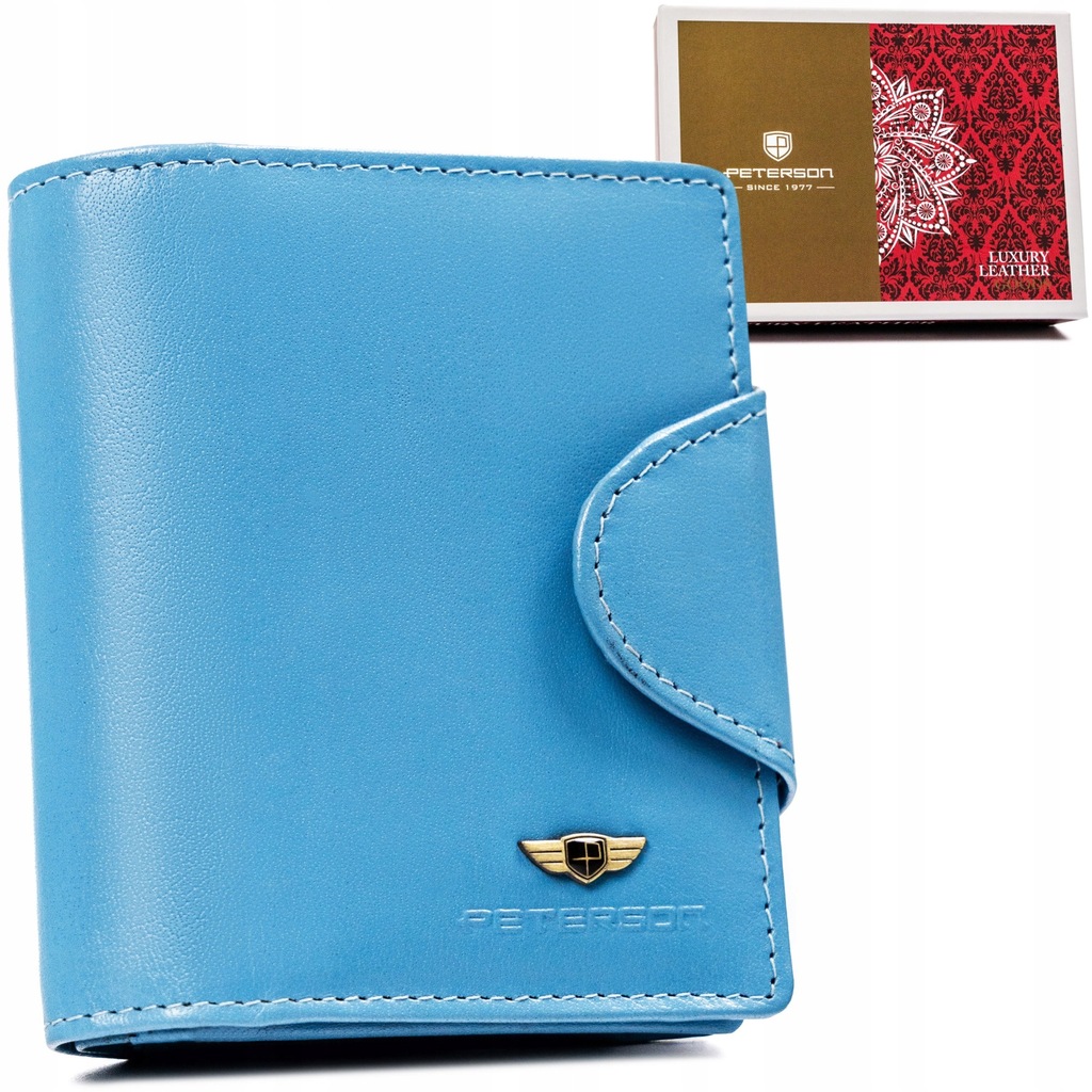 PETERSON portfel damski mały portmonetka z zapięciem STOP RFID