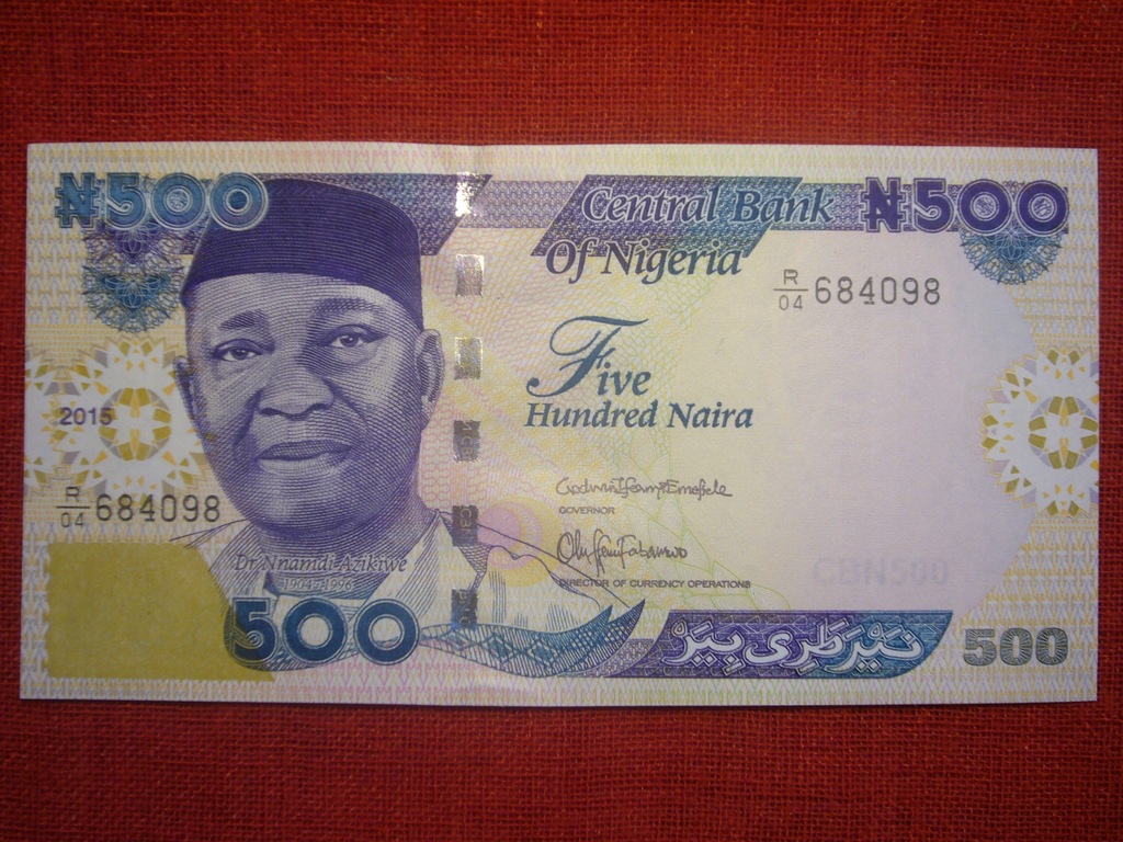 NIGERIA 500 NAIRA 2015 P-30n UNC 1 EGZ.