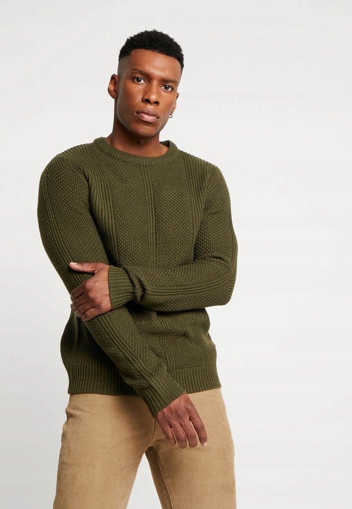 JACK JONES SWETER MĘSKI ZIELONY BAWEŁNA M 1BSE