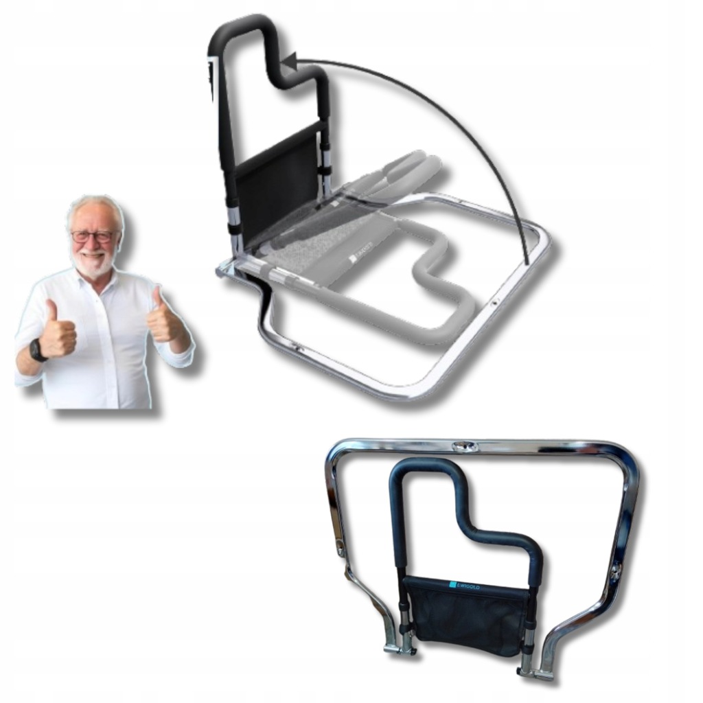 Drazek do Lozka Porecz Podpora Z Kieszenia Uchwyt Balkonik Regulowany