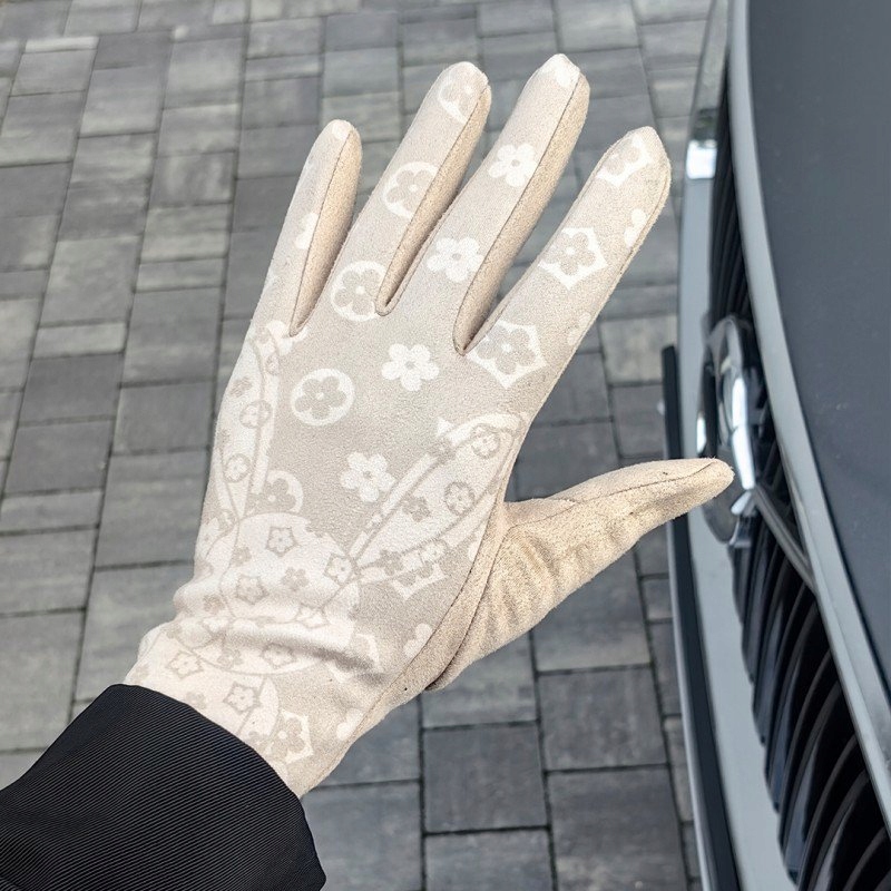 Damskie rękawiczki elegancki nadruk Elegant ciepłe z polarkiem w środku