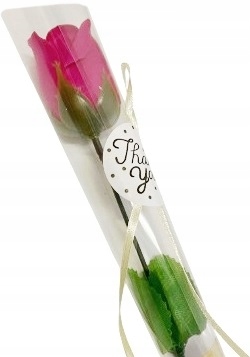 Dzień kobiet Róża mydlana z łodygą "Thank You" 45 cm 1 sztuka